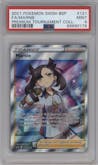 Marnie from the 2021 Pokemon SWSH set featuring a Premium Tournament Collection parallel graded by PSA and given an overall grade of 9.