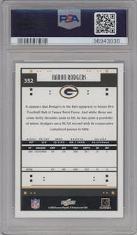 Aaron Rodgers from the 2005 Score set graded by PSA and given an overall grade of 10.