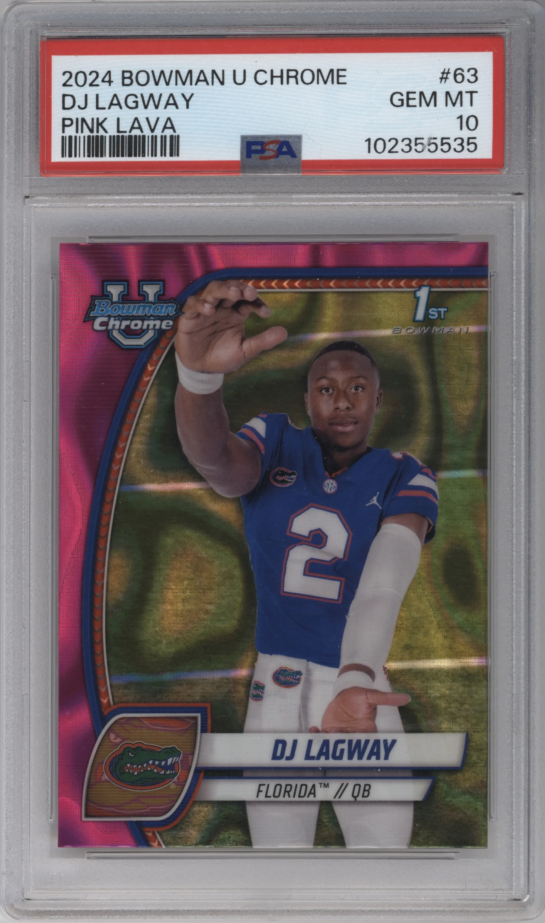 2024 Bowman University Chrome DJ Lagway Pink Lava Refractor PSA 10