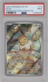Eevee from the 2025 Pokemon SV set featuring a Prismatic Evolutions Elite Trainer Box parallel graded by PSA and given an overall grade of 9.