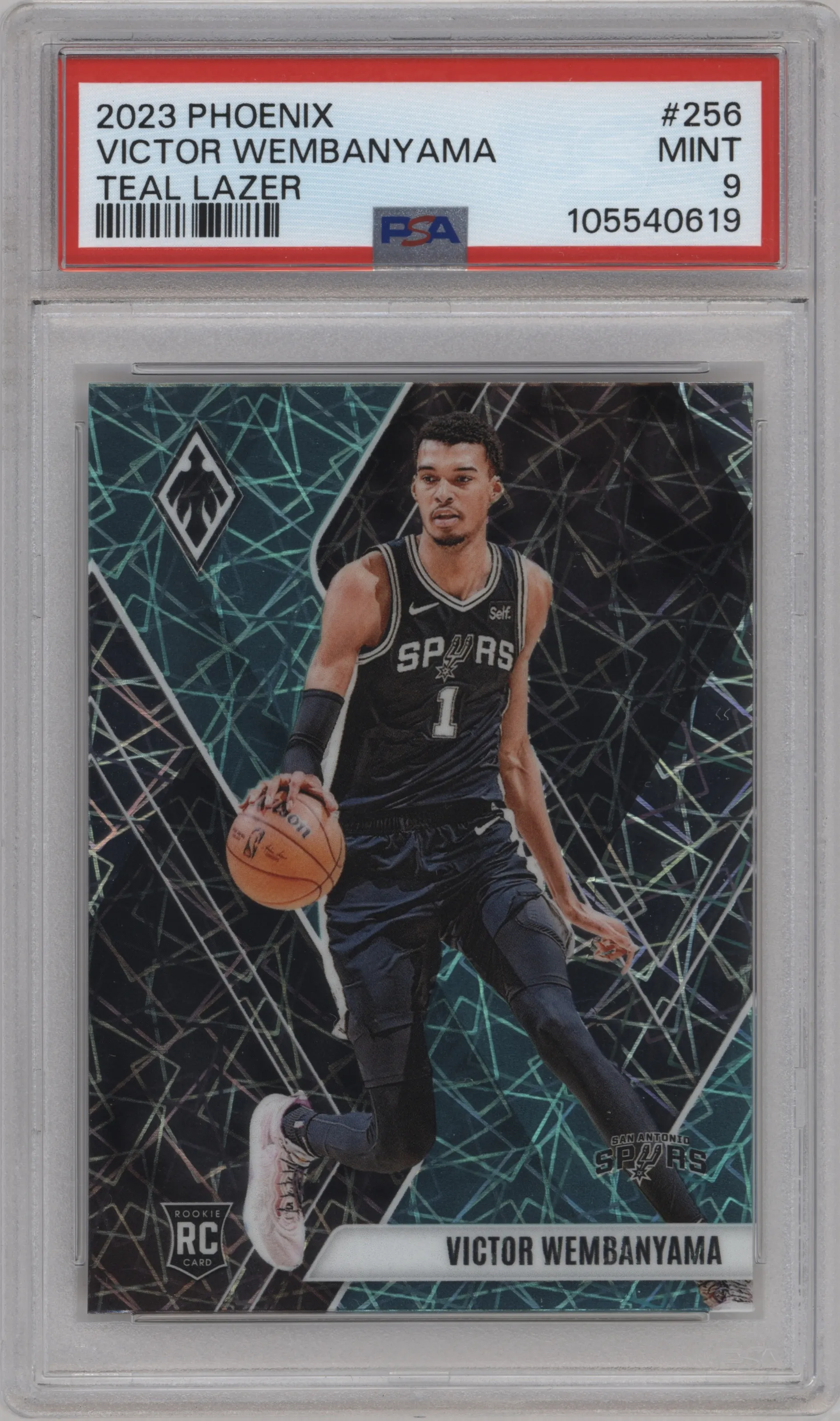 2023 Panini Phoenix Victor Wembanyama Teal Lazer #256 PSA 9