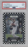 Tanner McKee from the 2023 Panini Prizm set featuring a Black/White Checker parallel graded by PSA and given an overall grade of 9.