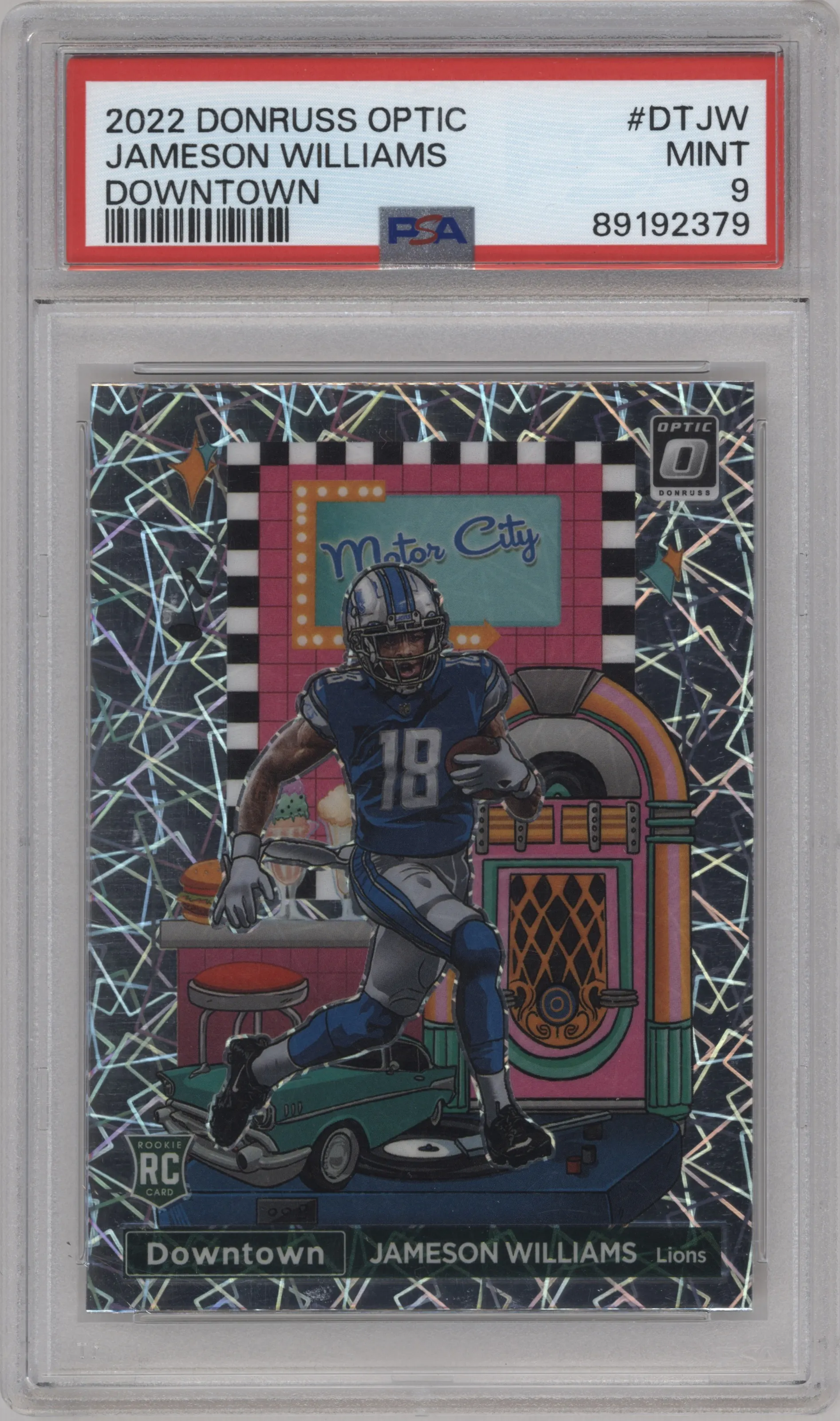2022 Panini Donruss Optic Downtown Jameson Williams PSA 9