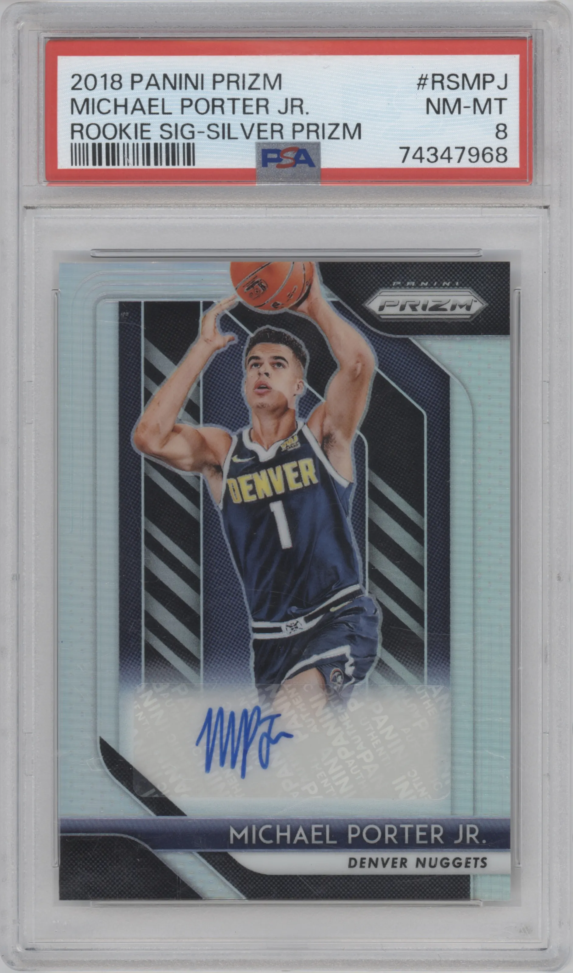 2018 Panini Prizm Rke.Sig. Michael Porter Jr. Silver Prizm PSA 8