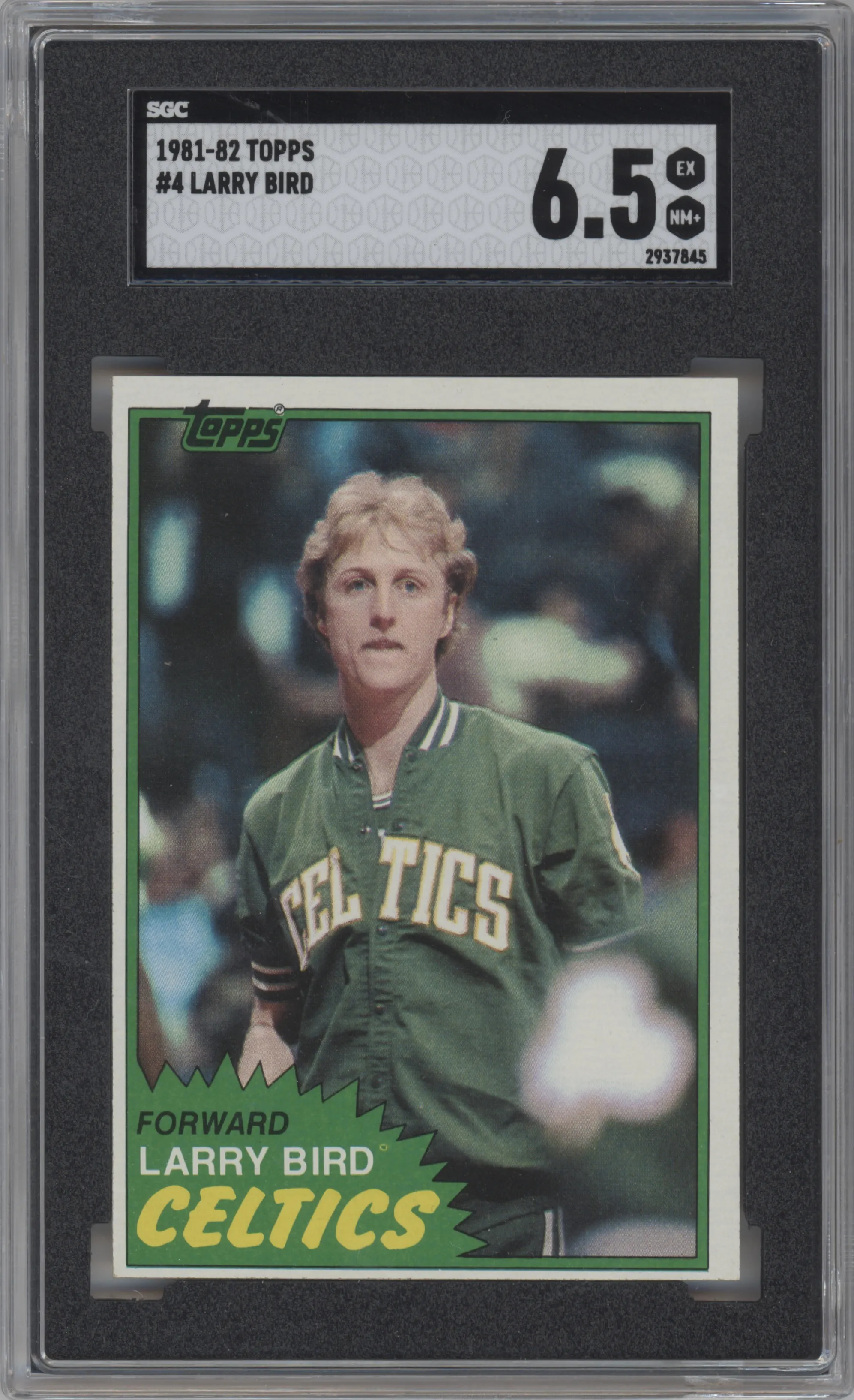 Larry Bird from the 1981-82 Topps  set graded by SGC and given an overall grade of 6.5.