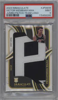 Victor Wembanyama from the 2023-24 Panini Immaculate Collection set graded by PSA and given an overall grade of 9.