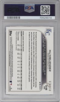 MJ Melendez from the 2022 Topps Chrome set featuring a Blue RayWave Refractor parallel graded by PSA and given an overall grade of 10.