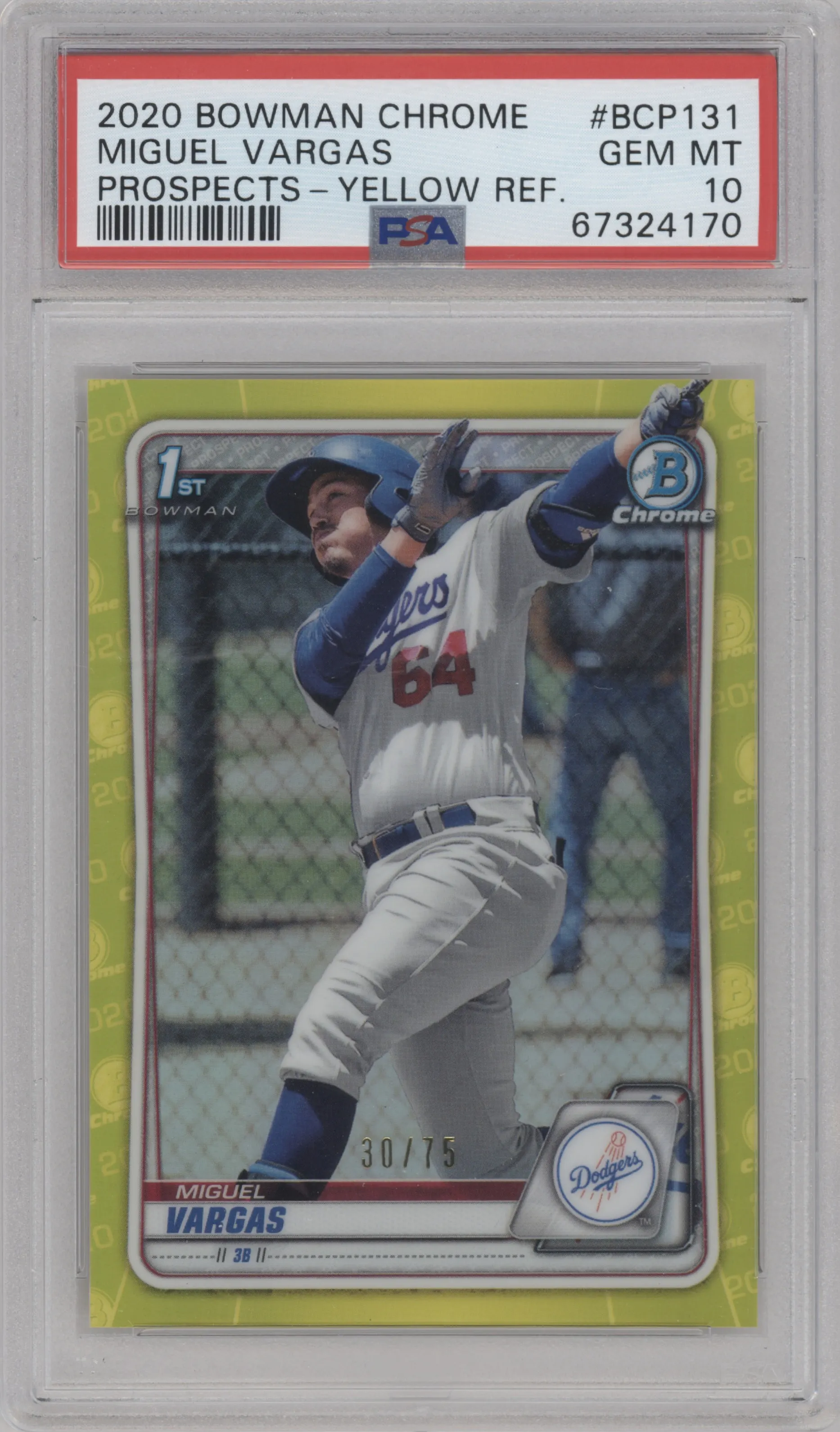 2020 Bowman Chr.Pros. Miguel Vargas Yellow Refractor PSA 10