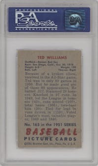 Ted Williams from the 1951 Bowman set graded by PSA and given an overall grade of 4.