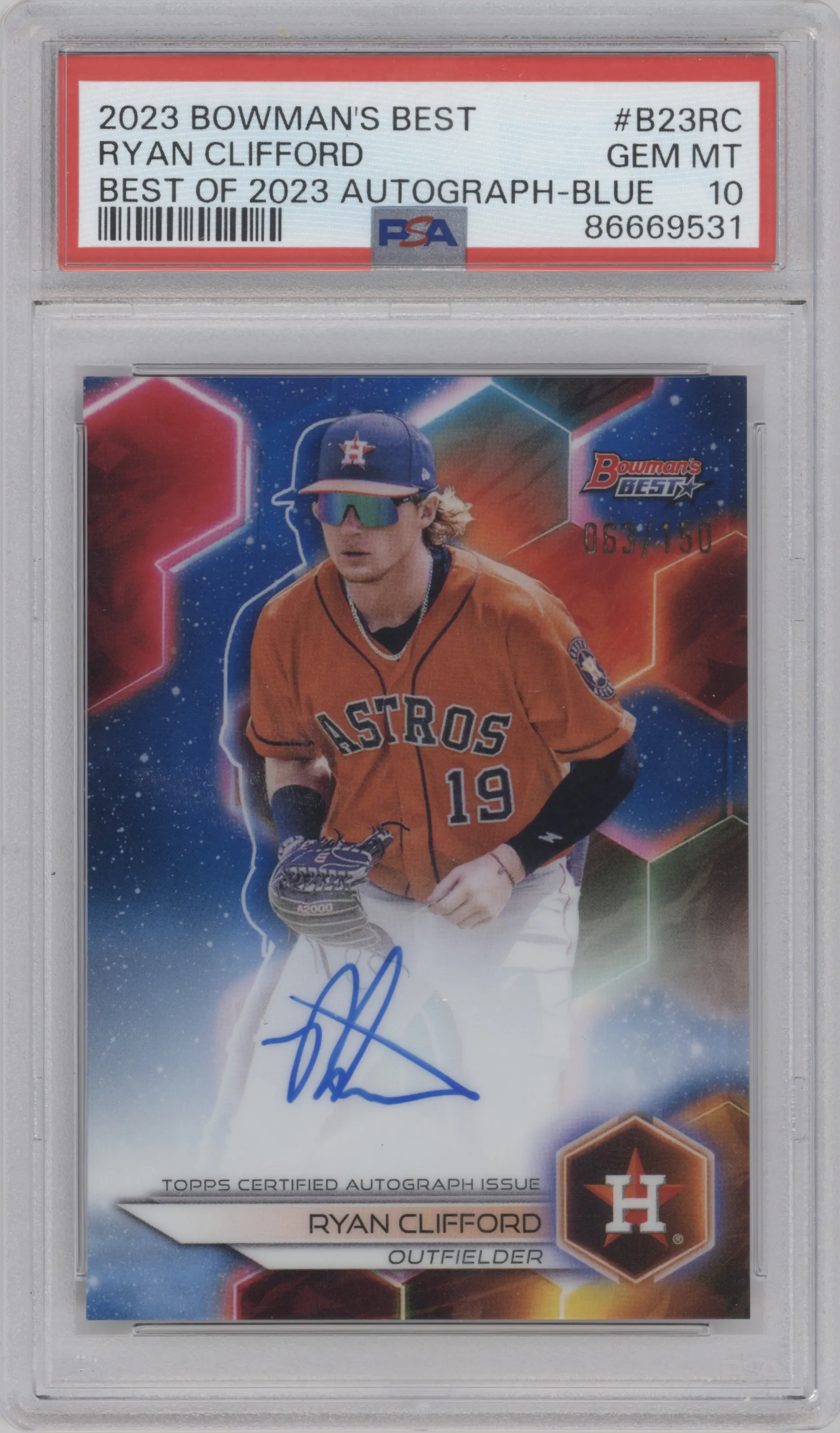 2023 Bowman's Best Best of 2023 Auto Ryan Clifford Blue Refractor PSA 10
