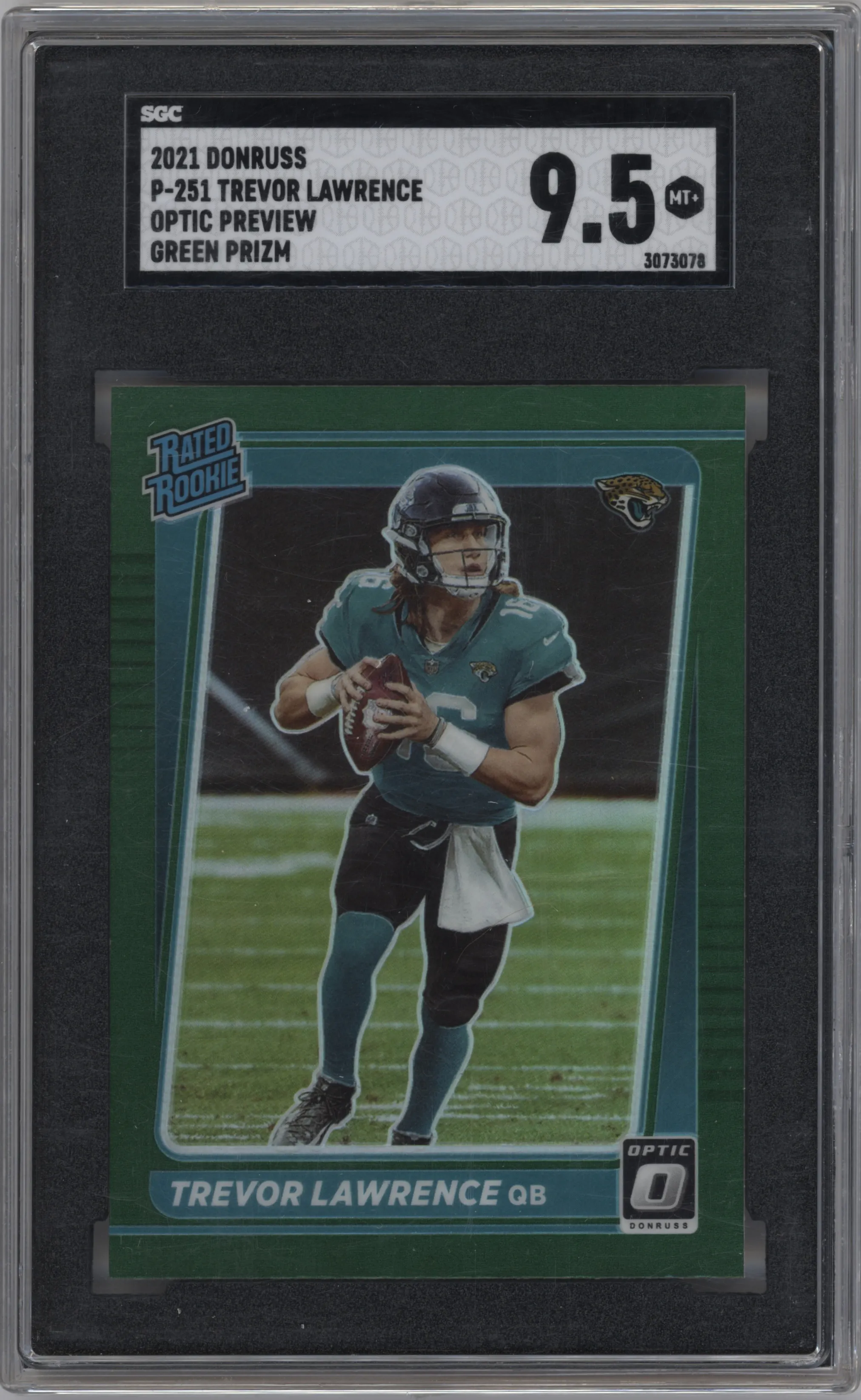 2021 Panini Donruss RR Optic Prev. Trevor Lawrence Green #P-251 SGC 9.5