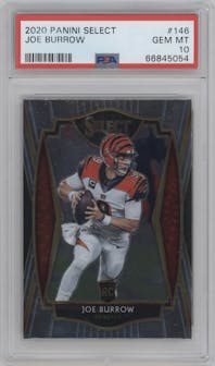Joe Burrow from the 2020 Panini Select set graded by PSA and given an overall grade of 10.
