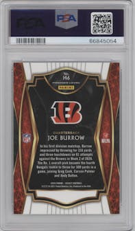 Joe Burrow from the 2020 Panini Select set graded by PSA and given an overall grade of 10.
