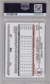 Rafael Devers from the 2024 Topps Chrome Sapphire set featuring a Gold parallel graded by PSA and given an overall grade of 10.