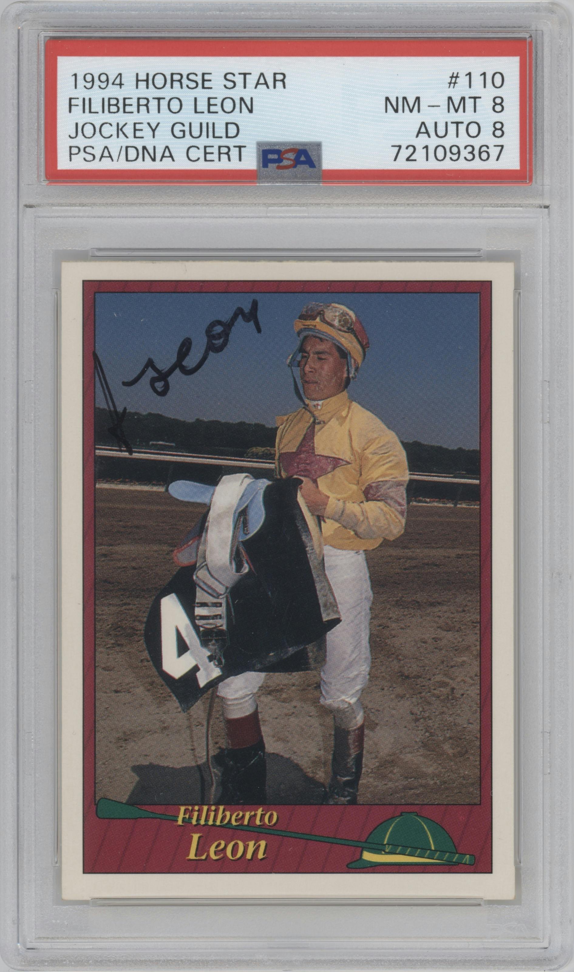 Filiberto Leon from the 1994 Jockey Star set graded by PSA and given an overall grade of 8.