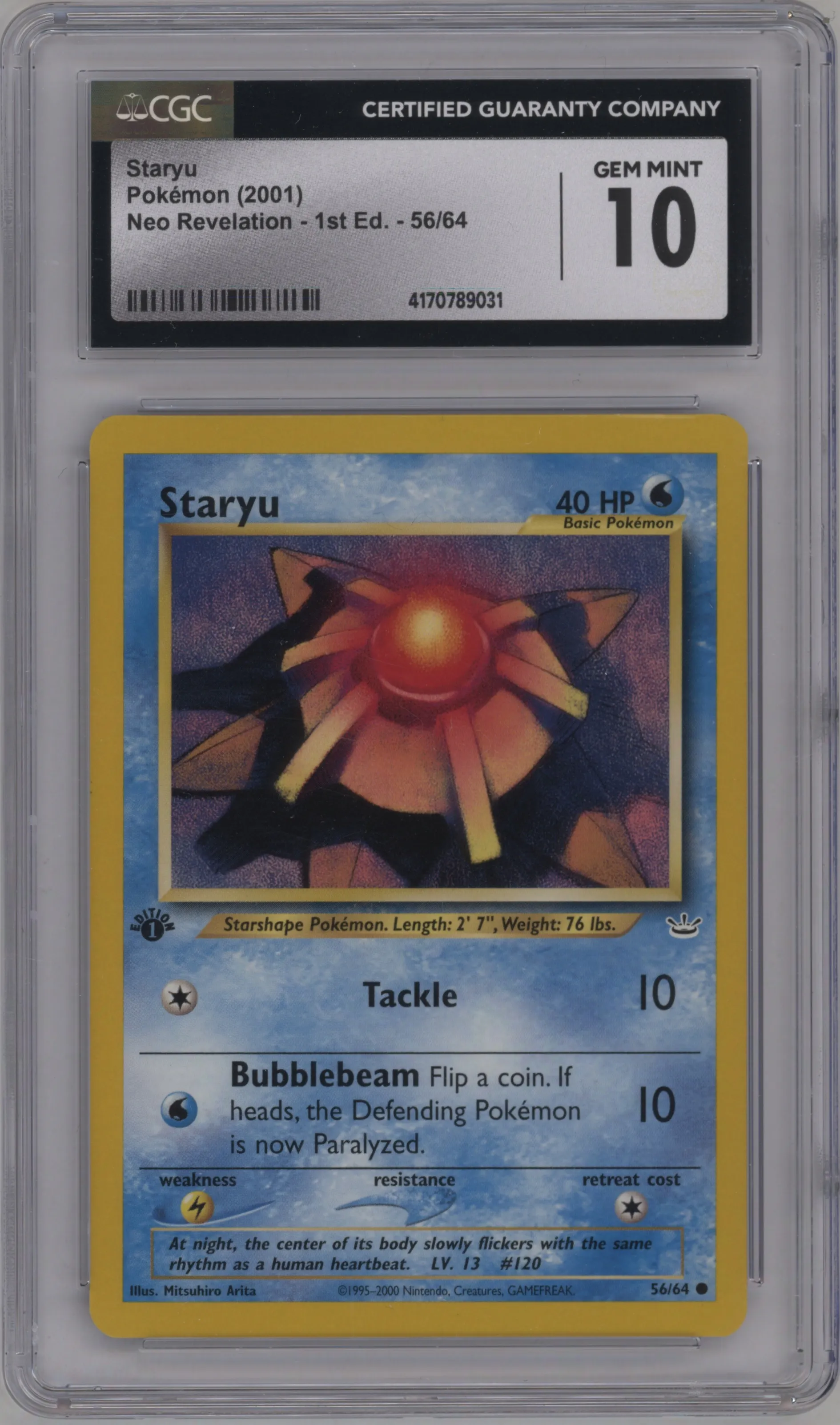 2001 Pokemon Neo Genesis Neo Revelation Staryu #56 CGC 10