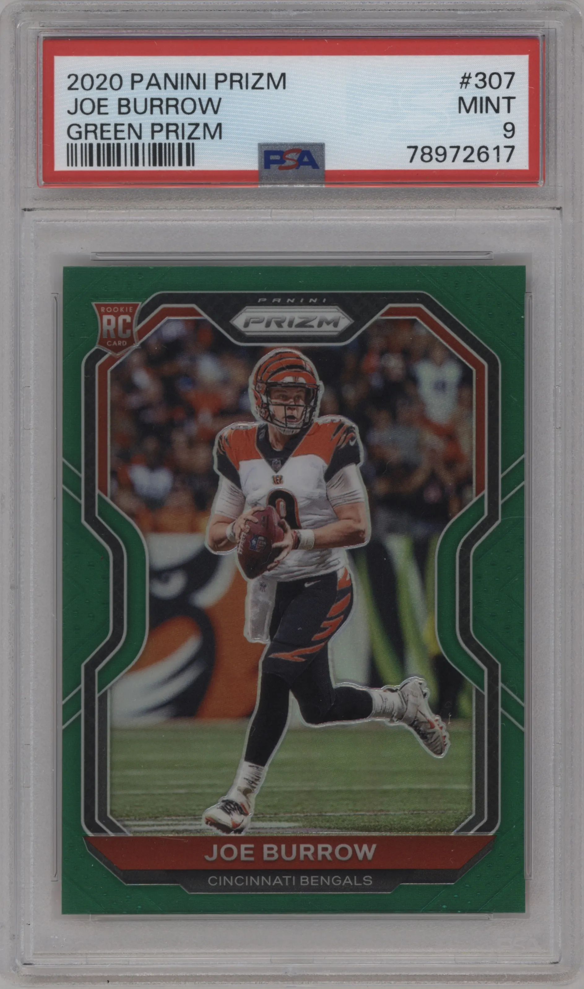 2020 Panini Prizm Joe Burrow Green Prizm #307 PSA 9