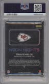 Travis Kelce from the 2023 Panini Spectra set graded by PSA and given an overall grade of 10.