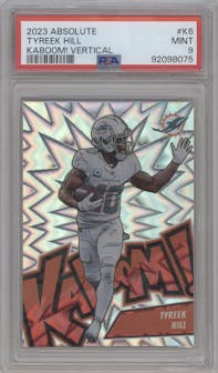 Tyreek Hill from the 2023 Panini Absolute set graded by PSA and given an overall grade of 9.