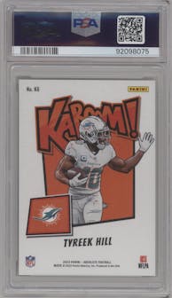 Tyreek Hill from the 2023 Panini Absolute set graded by PSA and given an overall grade of 9.