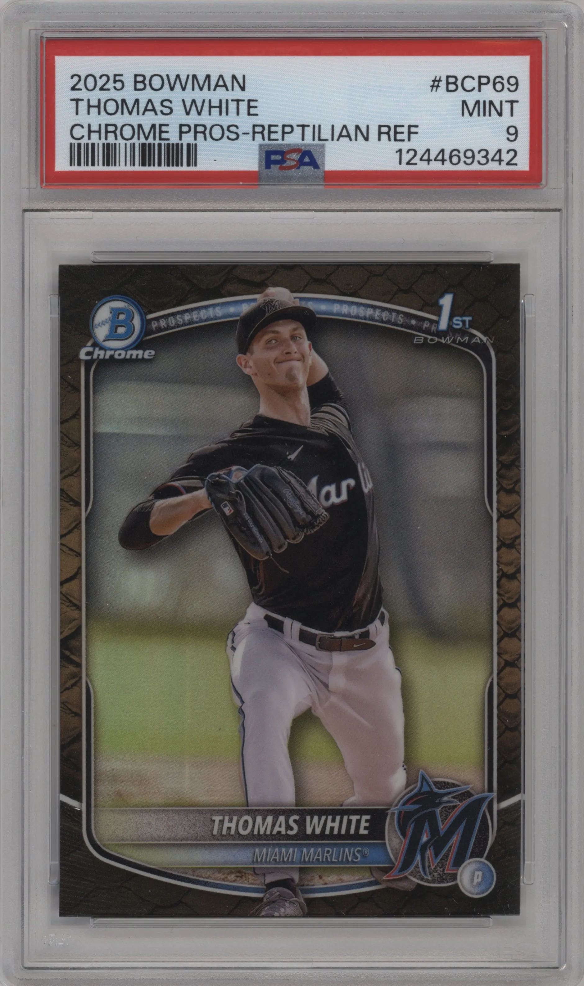 2025 Bowman Chr.Pros Thomas White Reptilian Refractor PSA 9