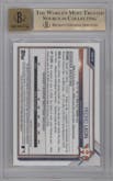 Pedro Leon from the 2021 Bowman Chrome set featuring a Blue Refractor parallel graded by Beckett and given an overall grade of 9.5.