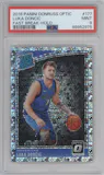 Luka Doncic from the 2018-19 Panini Donruss Optic set featuring a Fast Break Holo parallel graded by PSA and given an overall grade of 9.