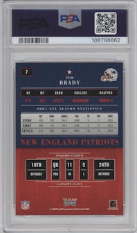Tom Brady from the 2002 Playoff Contenders set graded by PSA and given an overall grade of 9.