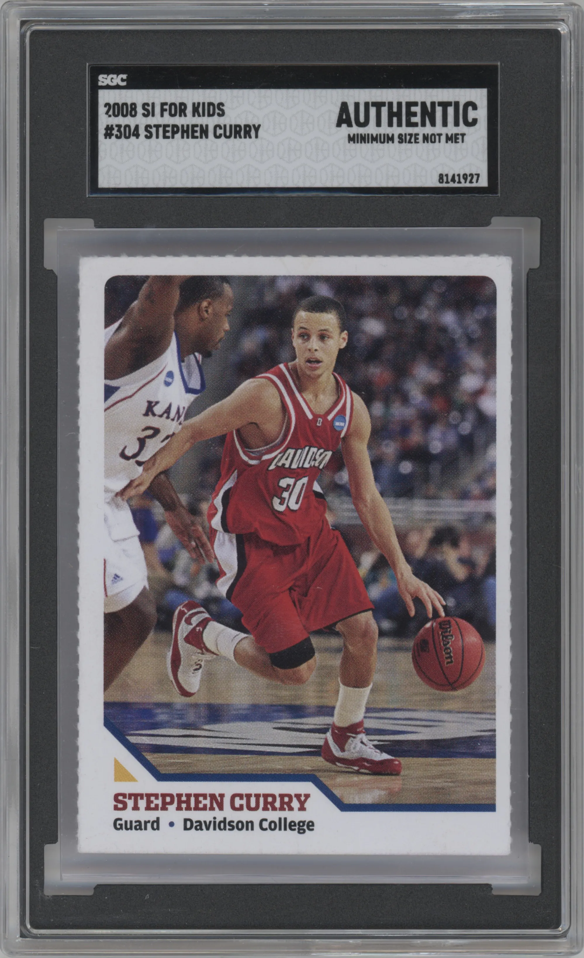 Stephen Curry from the 2008 Sports Illustrated for Kids set graded by SGC.