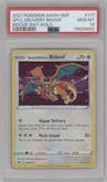 Special Delivery Bidoof from the 2021 Pokemon SWSH set featuring a Bidoof Day parallel graded by PSA and given an overall grade of 10.