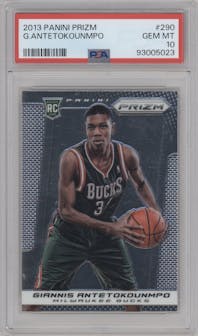 Giannis Antetokounmpo from the 2013-14 Panini Prizm set graded by PSA and given an overall grade of 10.