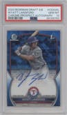 Wyatt Langford from the 2023 Bowman Draft Sapphire set graded by PSA and given an overall grade of 10.
