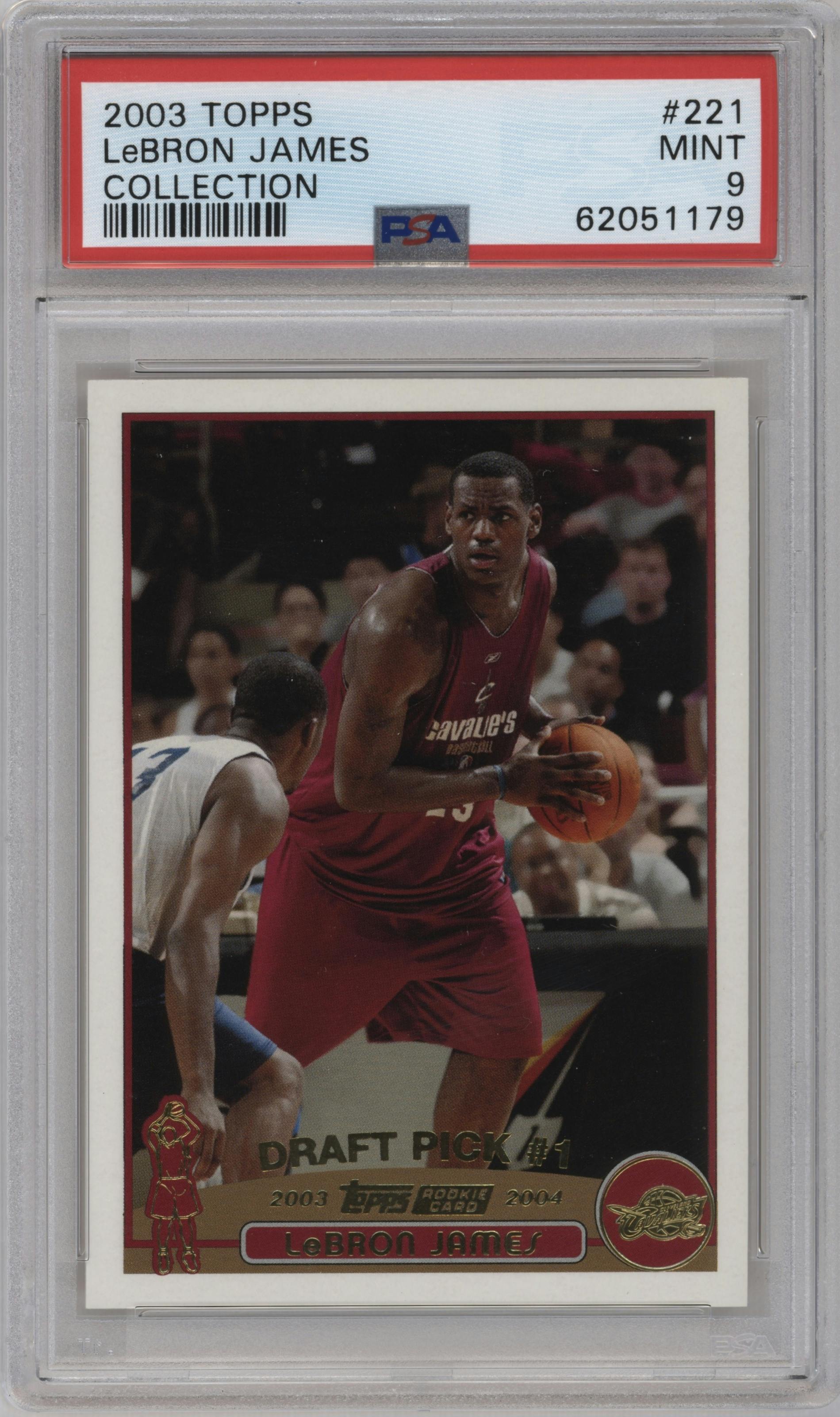 LeBron James from the 2003-04 Topps set graded by PSA and given an overall grade of 9.