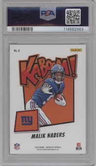 Malik Nabers from the 2024 Panini Absolute set graded by PSA and given an overall grade of 9.