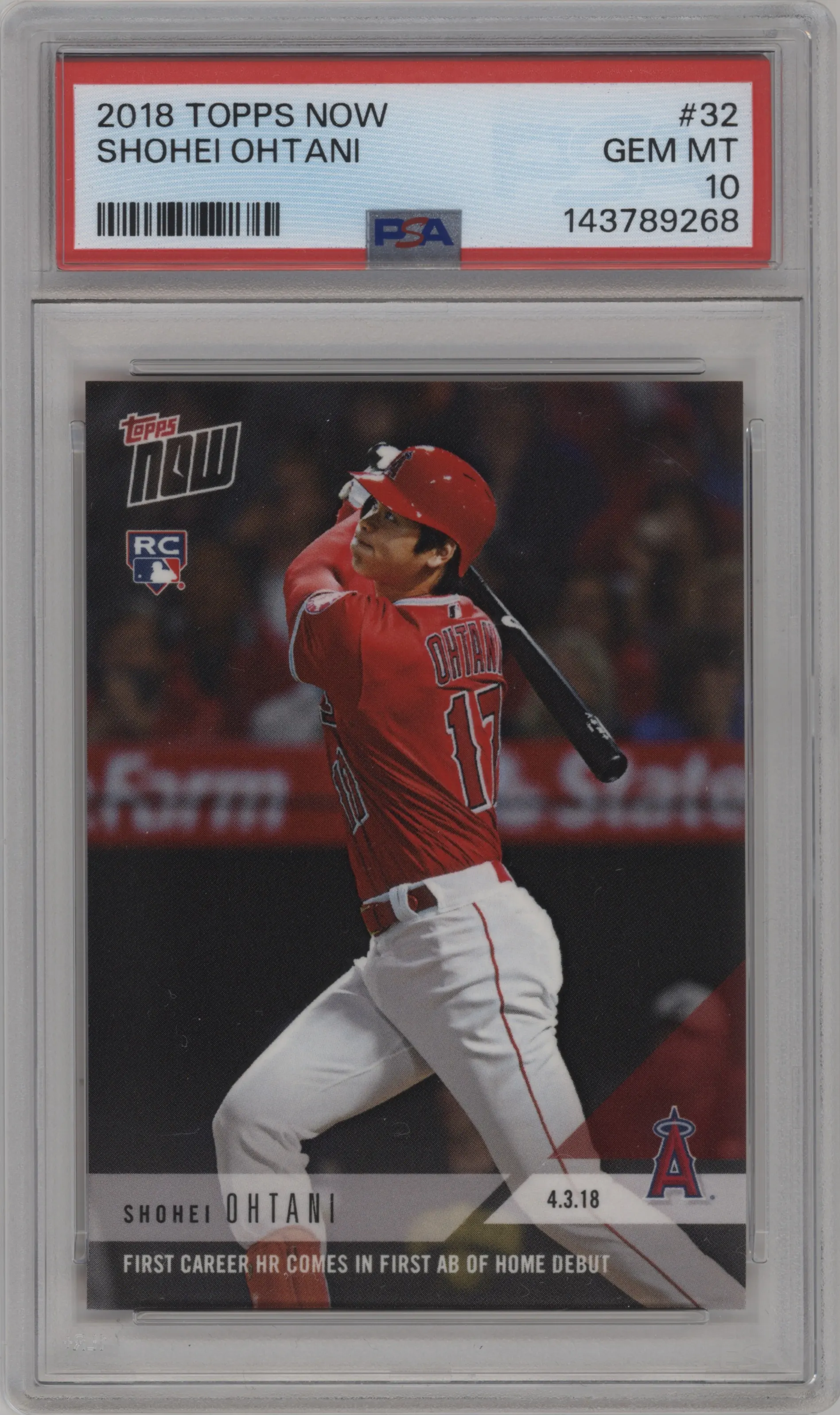2018 Topps Now Shohei Ohtani #32 PSA 10