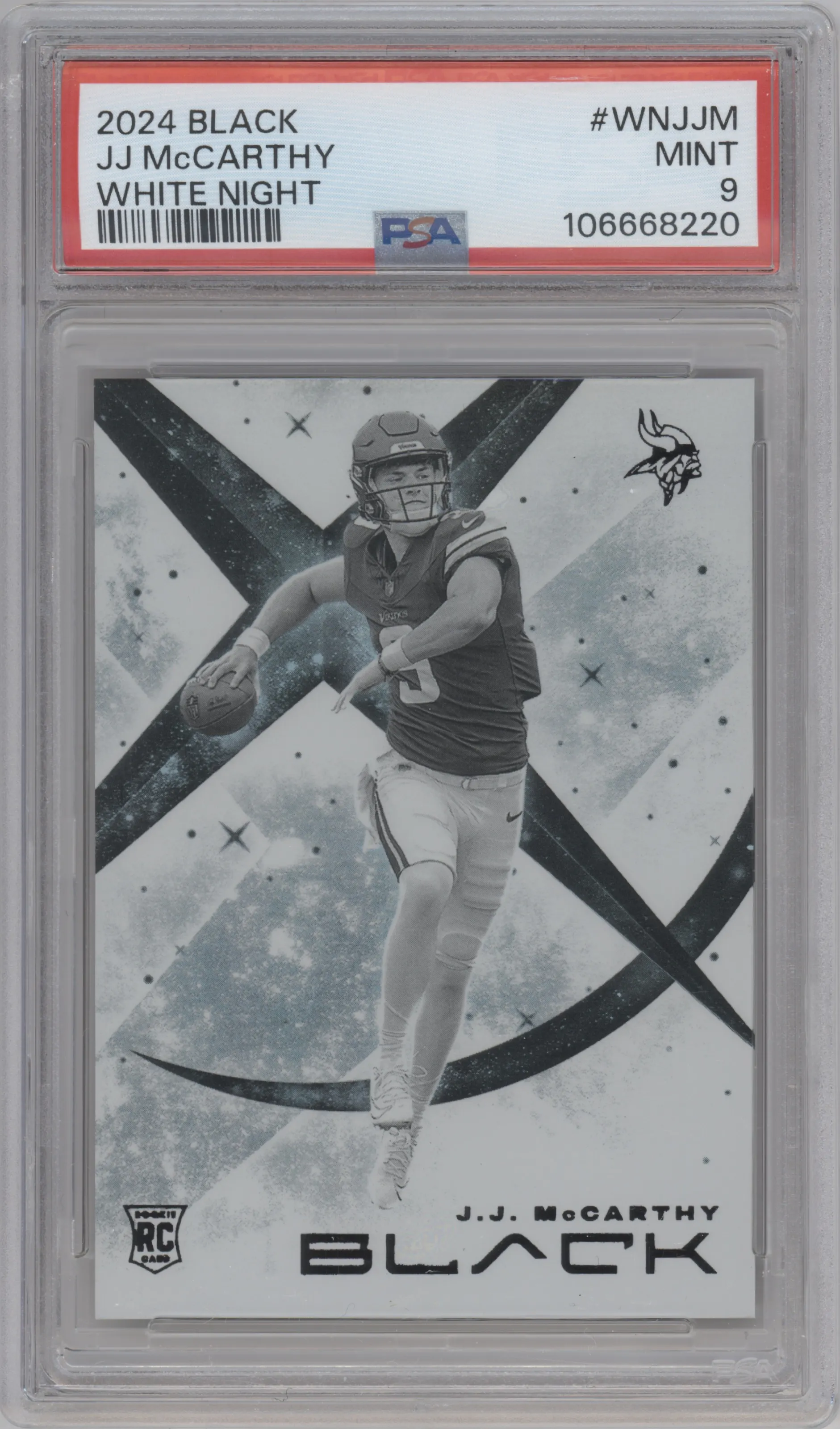 2024 Panini Black White Night J.J. McCarthy #WN-JJM PSA 9