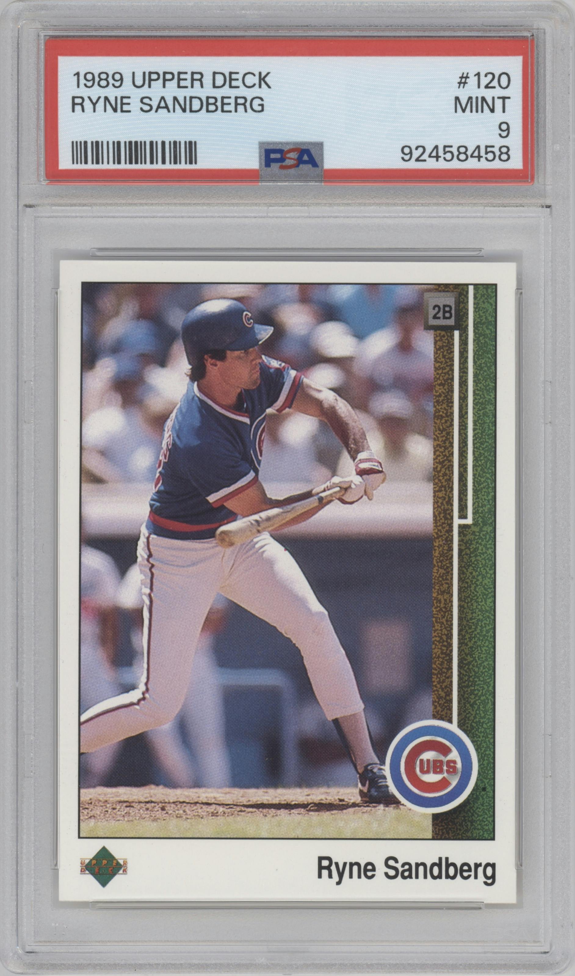 Ryne Sandberg from the 1989 Upper Deck set graded by PSA and given an overall grade of 9.