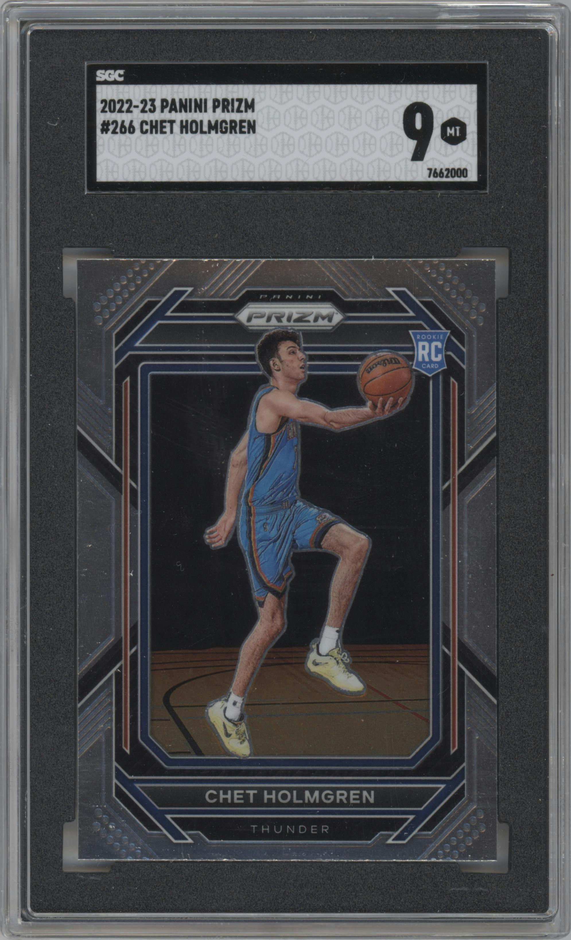 Chet Holmgren from the 2022-23 Panini Prizm  set graded by SGC and given an overall grade of 9.