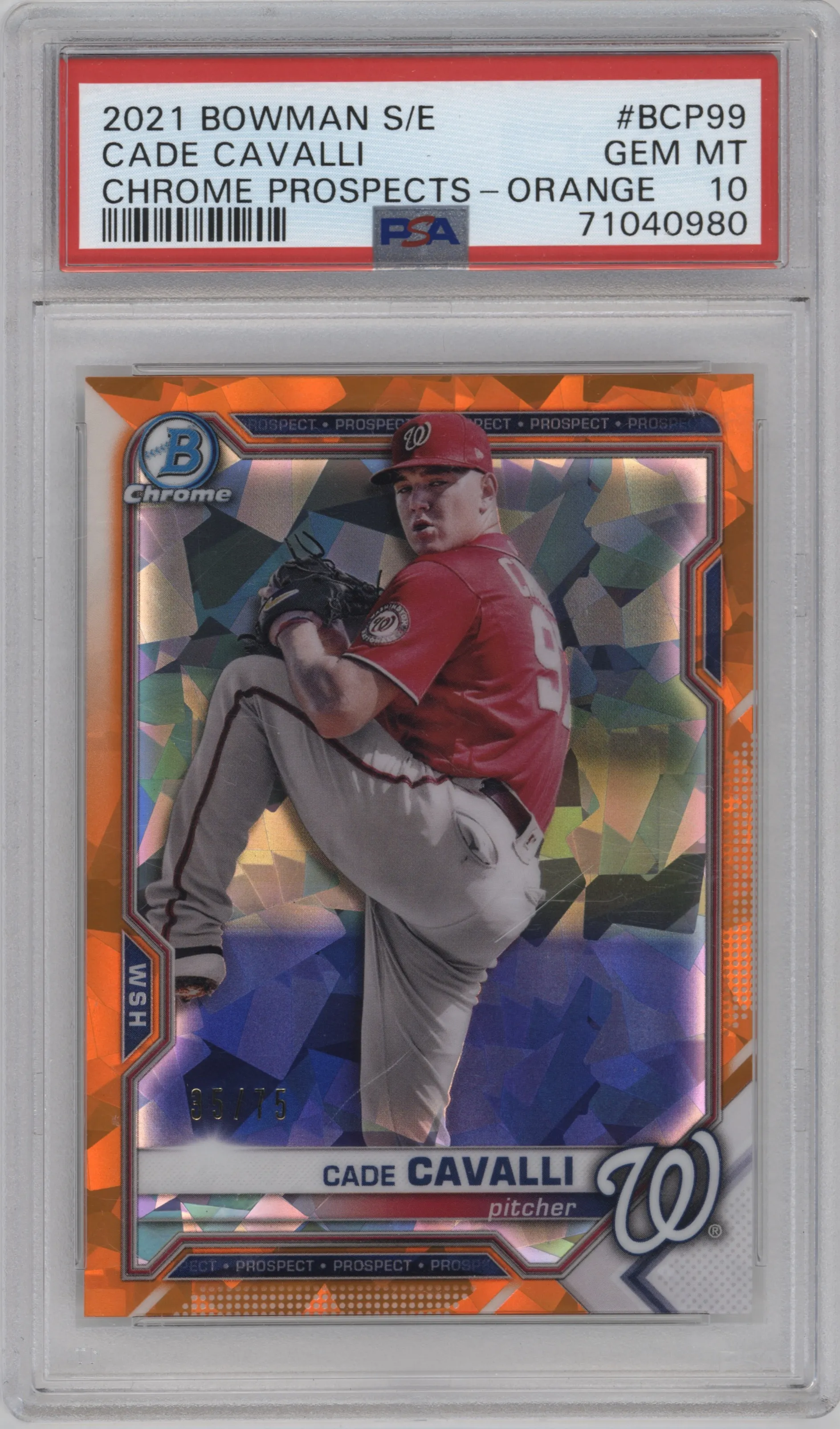2021 Bowman Sapphire Edition Chr.Pros. Cade Cavalli Orange #BCP-99 PSA 10