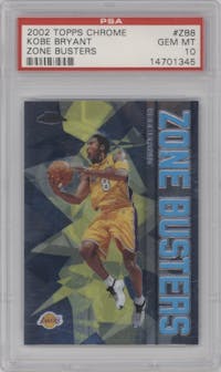 Kobe Bryant from the 2002-03 Topps Chrome set graded by PSA and given an overall grade of 10.