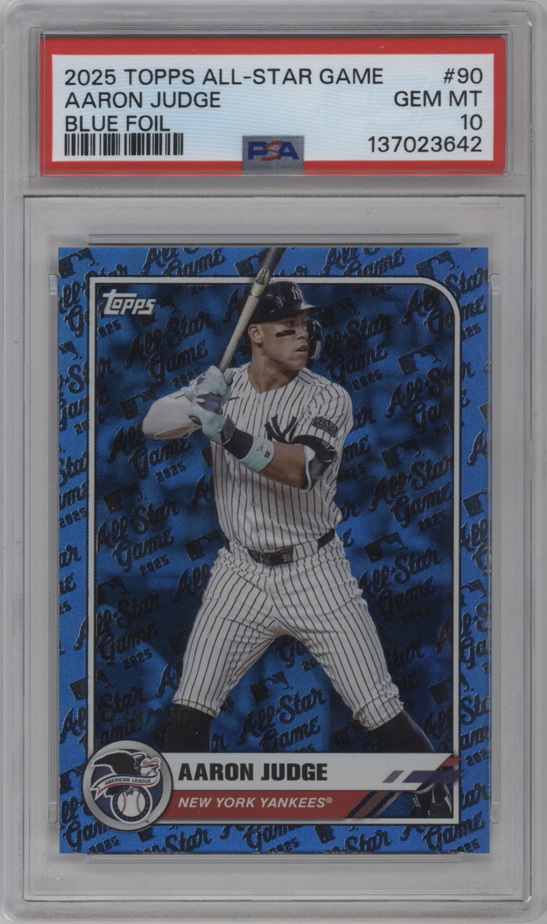 2025 Topps All Star Game Aaron Judge Blue Foil #90 PSA 10