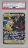 Pikachu/Zekrom GX from the 2019 Pokemon S&M JPN  set graded by PSA and given an overall grade of 10.