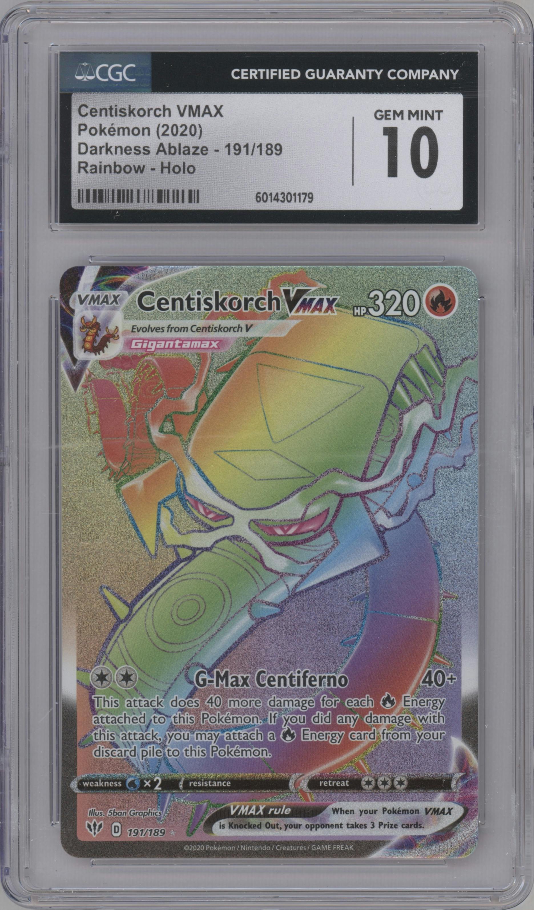 Centiskorch VMAX  from the 2020 Pokemon SWSH set graded by CSG and given an overall grade of 10.