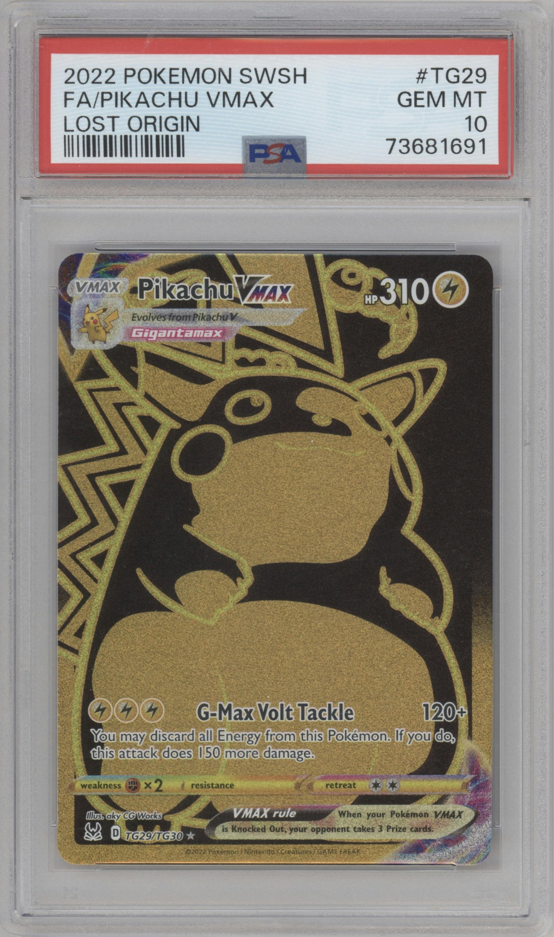 Pikachu VMAX  from the 2022 Pokemon SWSH set graded by PSA and given an overall grade of 10.