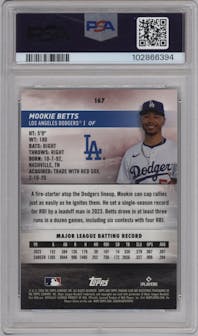 Mookie Betts from the 2024 Topps Stadium Club set graded by PSA and given an overall grade of 9.