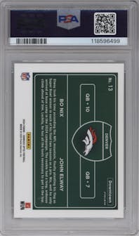 Bo Nix/John Elway from the 2024 Donruss Optic set graded by PSA and given an overall grade of 10.