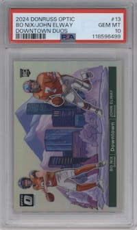 Bo Nix/John Elway from the 2024 Donruss Optic set graded by PSA and given an overall grade of 10.