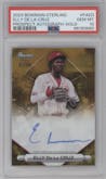  Elly De La Cruz from the 2023 Bowman Sterling set featuring a Gold Refractor parallel graded by PSA and given an overall grade of 10.