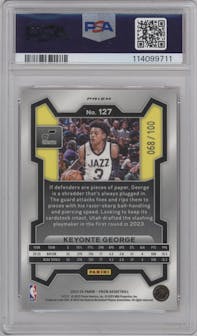 Keyonte George from the 2023-24 Panini Prizm set featuring a Fast Break Red parallel graded by PSA and given an overall grade of 10.
