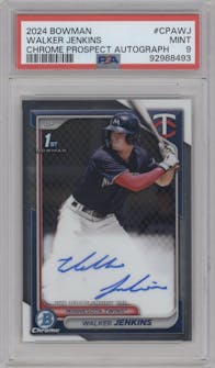 Walker Jenkins from the 2024 Bowman set graded by PSA and given an overall grade of 9.